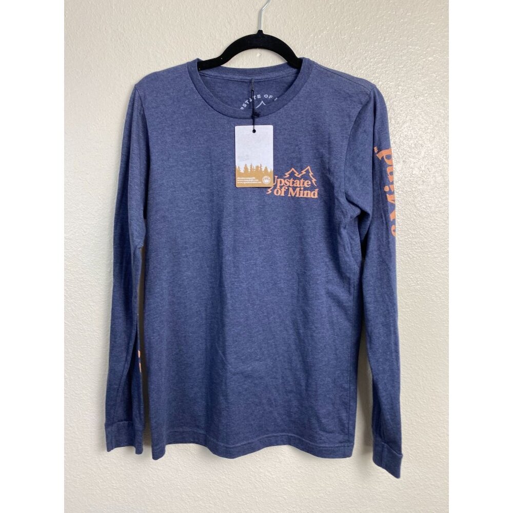 NEW Upstate of Mind Pine Tree Long Sleeve Tee Compas Life Womens size Small Blue